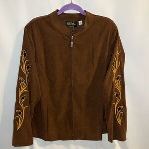 Bob Mackie Brown Embroidered Women's Jacket NWT Wearable Art Size XL